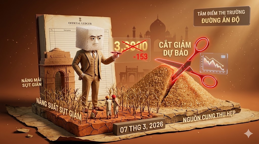 Hiệp hội Thương mại Đường Ấn Độ cắt giảm dự báo sản lượng do năng suất sụt giảm